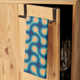 Linge De Cuisine Funky 1970 Metaball Graphic Circle Barbell Blue