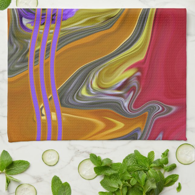 Linge De Cuisine Funky Liquide Wave American  (Plié)