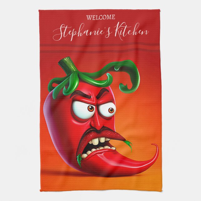 Linge De Cuisine Funky Monster Red Hot Chili Pepper (Vertical)