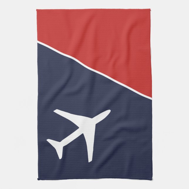 Linge De Cuisine Funky White Plane Avion Pilote (Vertical)
