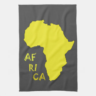 Linge De Cuisine Funky Yellow Africa African Continent Map