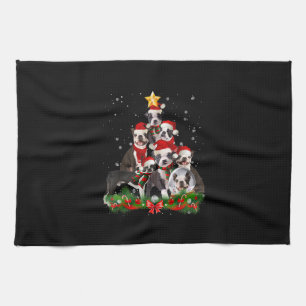 Linge De Cuisine Funny Boston Terrier Chien cadeau de Noël Arbre