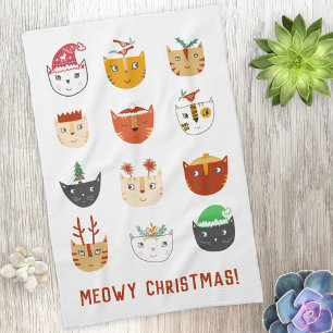 Linge De Cuisine Funny Cat Meowy Noël