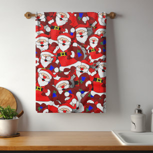 Linge De Cuisine Funny Christmas Modern Whimsical Père Noël Collage