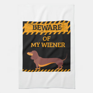 Linge De Cuisine Funny Dachshund Amoureux des chiens Méfiez-vous de