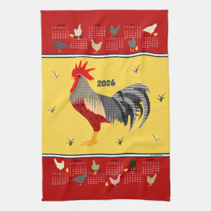 Linge De Cuisine Funny Modern Chicken 2026 Calendrier