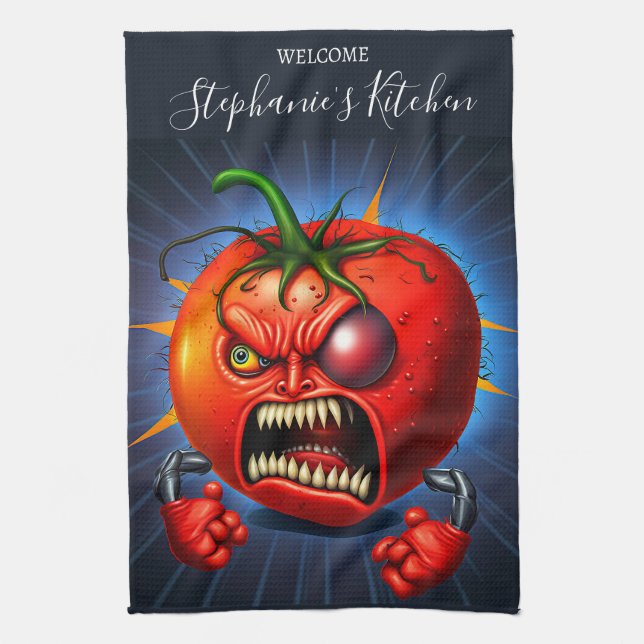 Linge De Cuisine Funny Monster Red Tomato Boxe (Vertical)