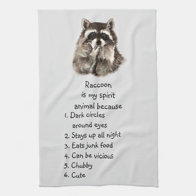 Linge De Cuisine Funny Raccoon Spirit Animal Humour mignon Aquarell (Vertical)