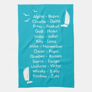 Linge De Cuisine Galley Alphabet phonétique Radio Langue de bateau 