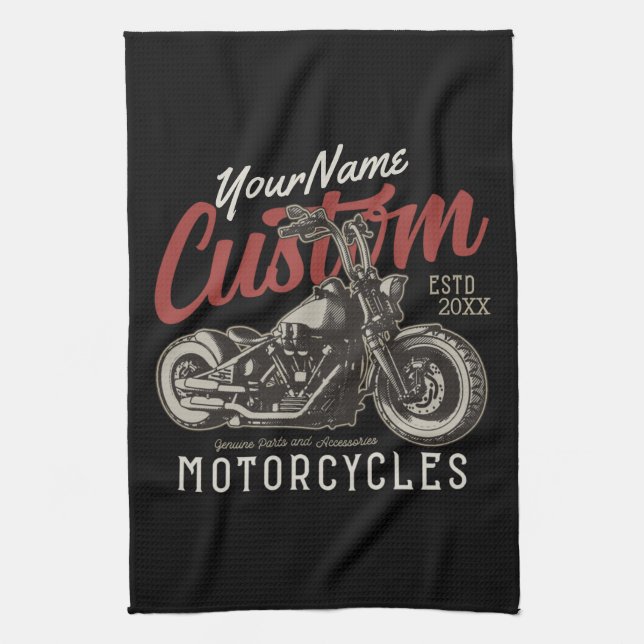 Linge De Cuisine Garage de moto Rebel Cruiser Personnalisé (Vertical)