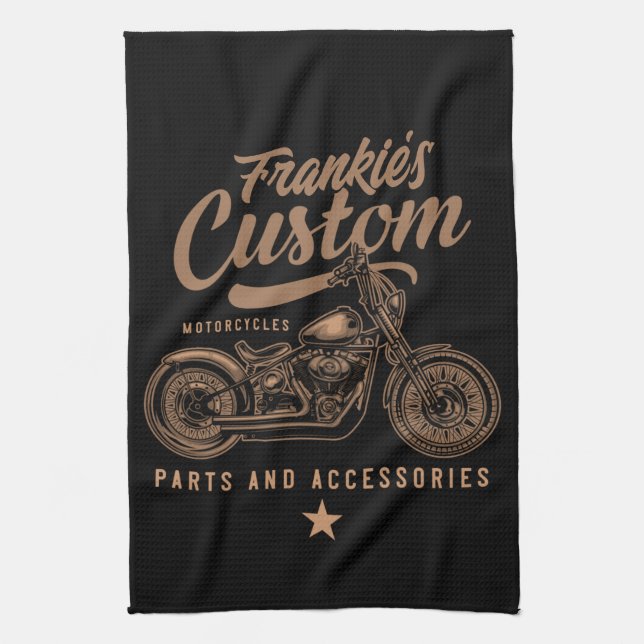 Linge De Cuisine Garage de motocyclette Bobber personnalisé (Vertical)