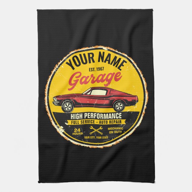 Linge De Cuisine Garage de voiture classique rouge rapide 1967 pers (Vertical)