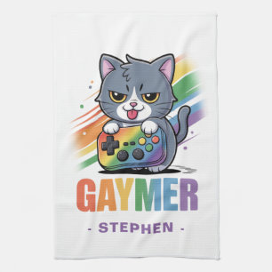 Linge De Cuisine Gaymer - Rainbow Gaming Cat avec console   LGBTQ 2