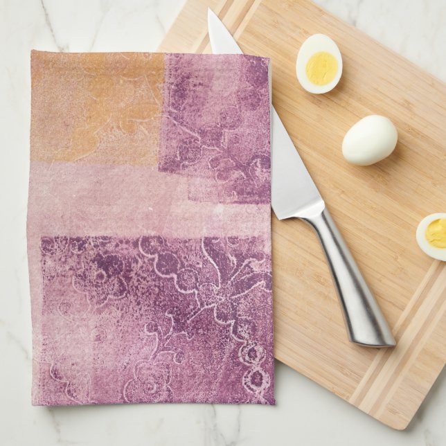 Linge De Cuisine Gel Carré violet et or (Quart Plié)