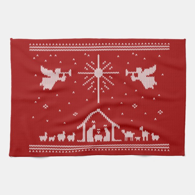 Linge De Cuisine Génial Joyeux Noël Sweater Nativité religieuse (Horizontal)
