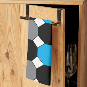 Linge De Cuisine Géométrique gris noir bleu