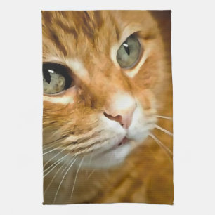 Linge De Cuisine Gingembre adorable Tabby Chat Poster Portrait anim