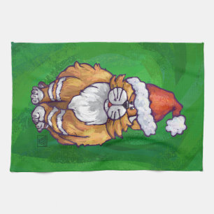 Linge De Cuisine Ginger Chat Noël Sur Vert