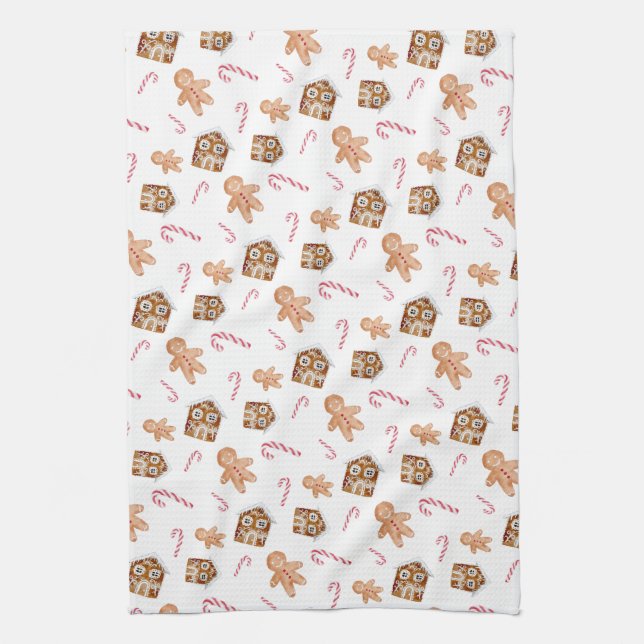 Linge De Cuisine Gingerbread homme canne bonbons de vacances (Vertical)