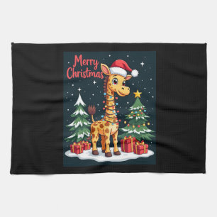 Linge De Cuisine Girafe Joyeux Noël Éclairage de l'Arbre de Noël Pè