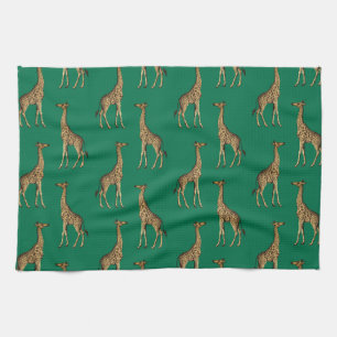 Linge De Cuisine Girafe Mammifère Vert Émeraude Animal Sauvage Afri