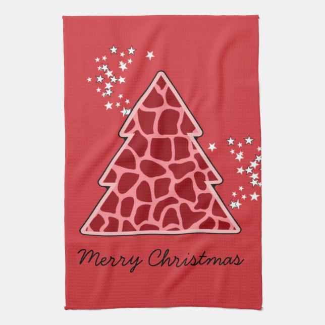 Linge De Cuisine Girafe rouge sapin de Noël (Vertical)