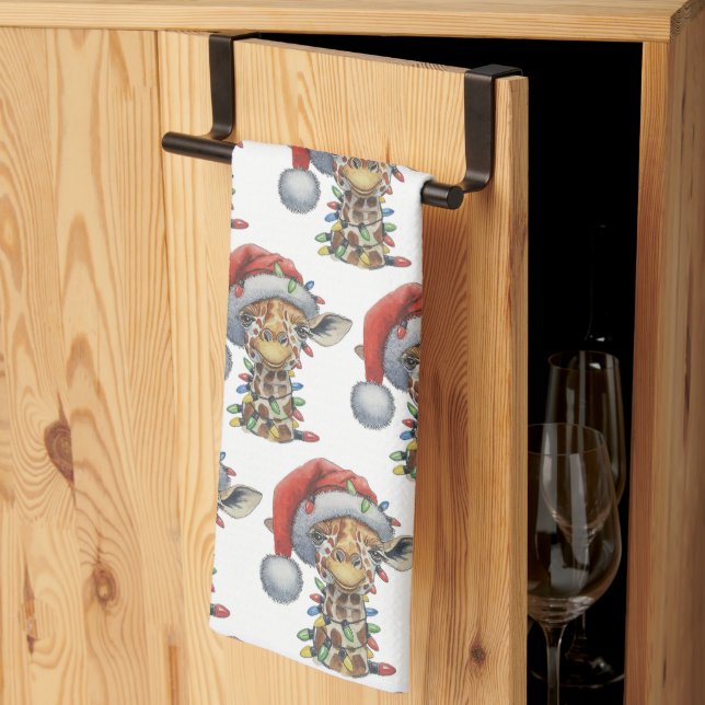 Linge De Cuisine Giraffe Festive (Pliage en tiers)