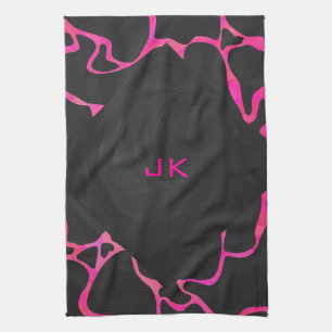 Linge De Cuisine Giraffe rose chaude et noire