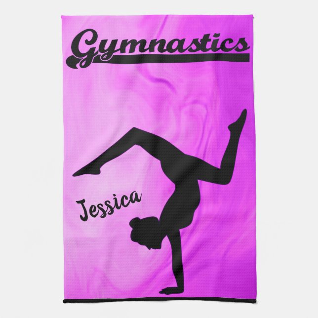 Linge De Cuisine Girls Gymnastique Purple Swirl Personnalisé (Vertical)