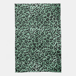 Linge De Cuisine Girly Emerald Green Glam Empreinte de léopard    