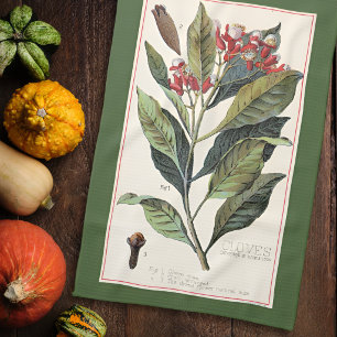 LINGE DE CUISINE GIROFLES - ILLUSTRATION BOTANIQUE VINTAGE