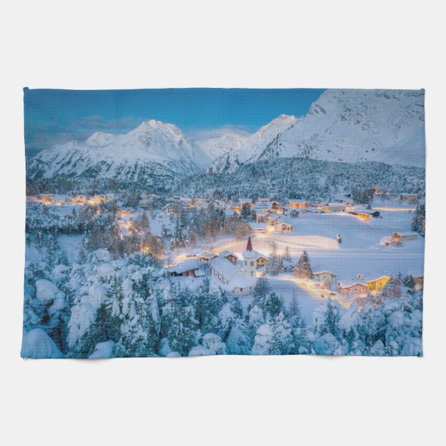Linge De Cuisine Glace et neige | Graubunden, Engadin, Suisse (Horizontal)