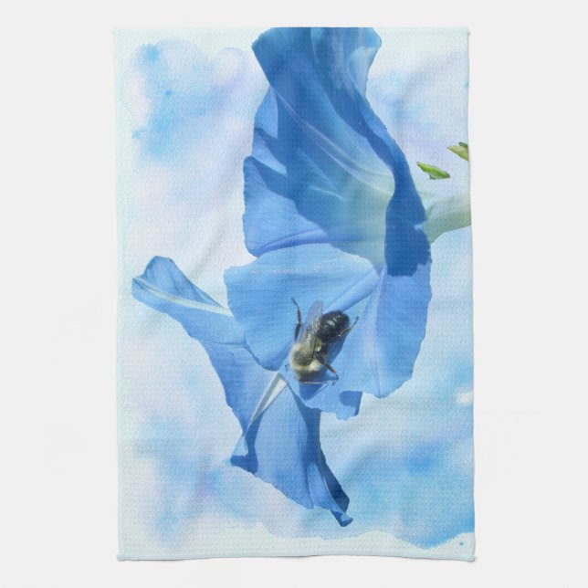 Linge De Cuisine Gloire du matin bleu et bourdon (Vertical)