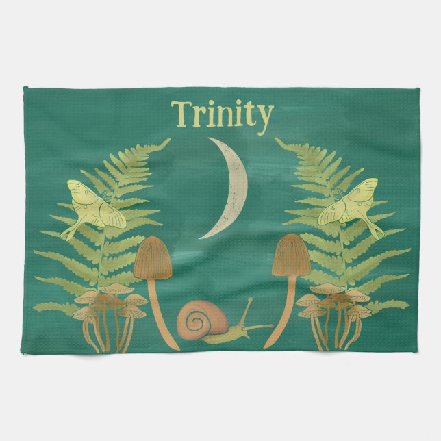 Linge De Cuisine Goblincore Snail and Mushrooms Personnalisé (Horizontal)