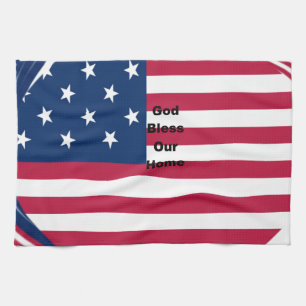Linge De Cuisine God Bless Our Home : USA Flag Swirl Art