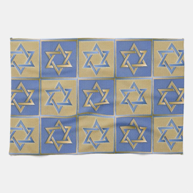 Linge De Cuisine Gold Blue Star de David Art Panels (Horizontal)