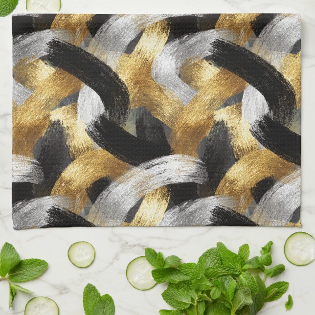 Linge De Cuisine Gold Silver Black Christmas Celebration (Plié)