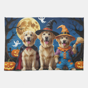 Linge De Cuisine Golden Retriever Chiens Citrouille Halloween Funny