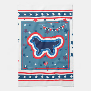 Linge De Cuisine Golden Retriever Rouge Blanc Et Bleu 4 Juillet