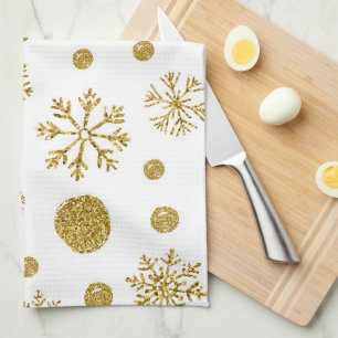Linge De Cuisine Golden Snow Flakes 1