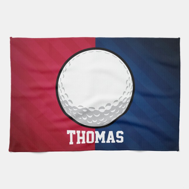 Linge De Cuisine Golf Ball ; rouge, blanc et bleu (Horizontal)