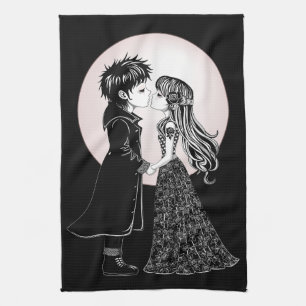 Linge De Cuisine Gothique Emo Enfants Kiss Valentine's Day