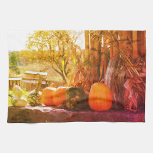 Linge De Cuisine Gourds Et Ferme Citrouille Stand Abstrait