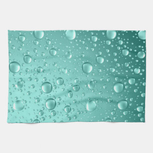 Linge De Cuisine Gouttes de pluie Abstraite Turquoise-verte métalli