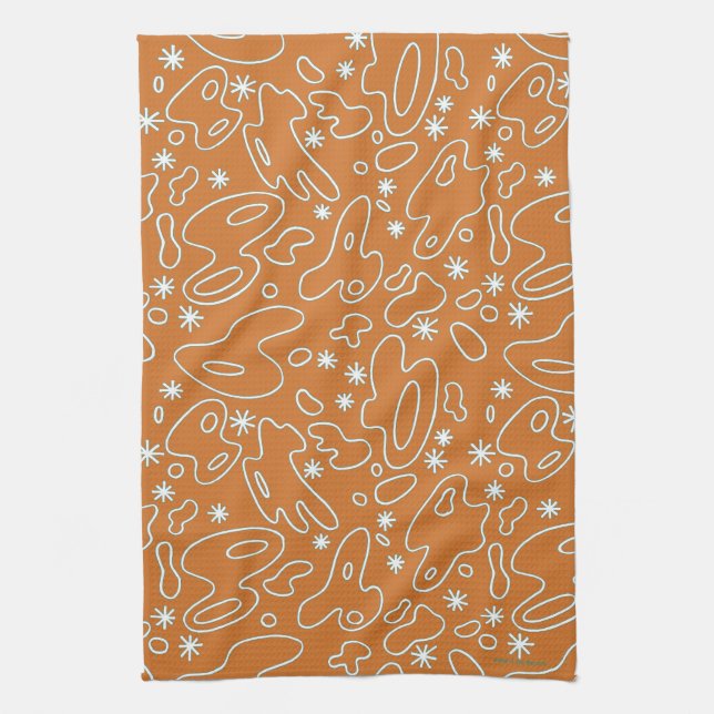 Linge De Cuisine Gouttes heureuses ! - Teal blanc orange (Vertical)