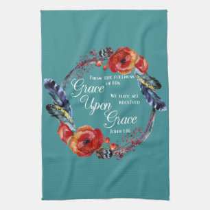 Linge De Cuisine Grace On Grace John 1:16 Écriture