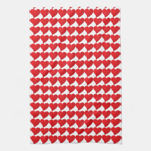 Linge De Cuisine Grand Coeur Rouge, Amour, Saint Valentin blanc