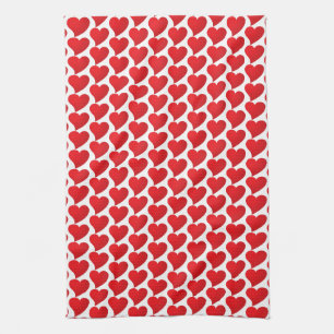 Linge De Cuisine Grand Coeur Rouge, Amour, Saint Valentin blanc