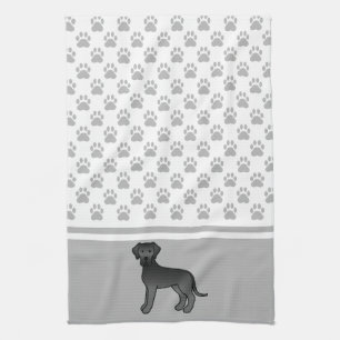 Linge De Cuisine Grand Danois de dessin animé noir avec motif de pa