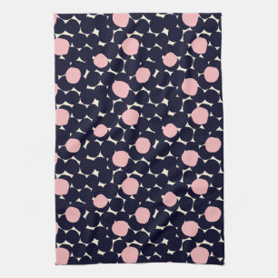 Linge De Cuisine Grand motif de point bleu et rose